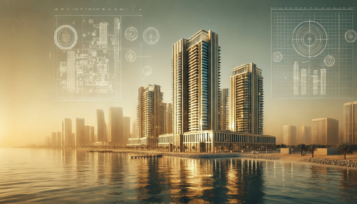 Modern off-plan development in Bahrain with waterfront views