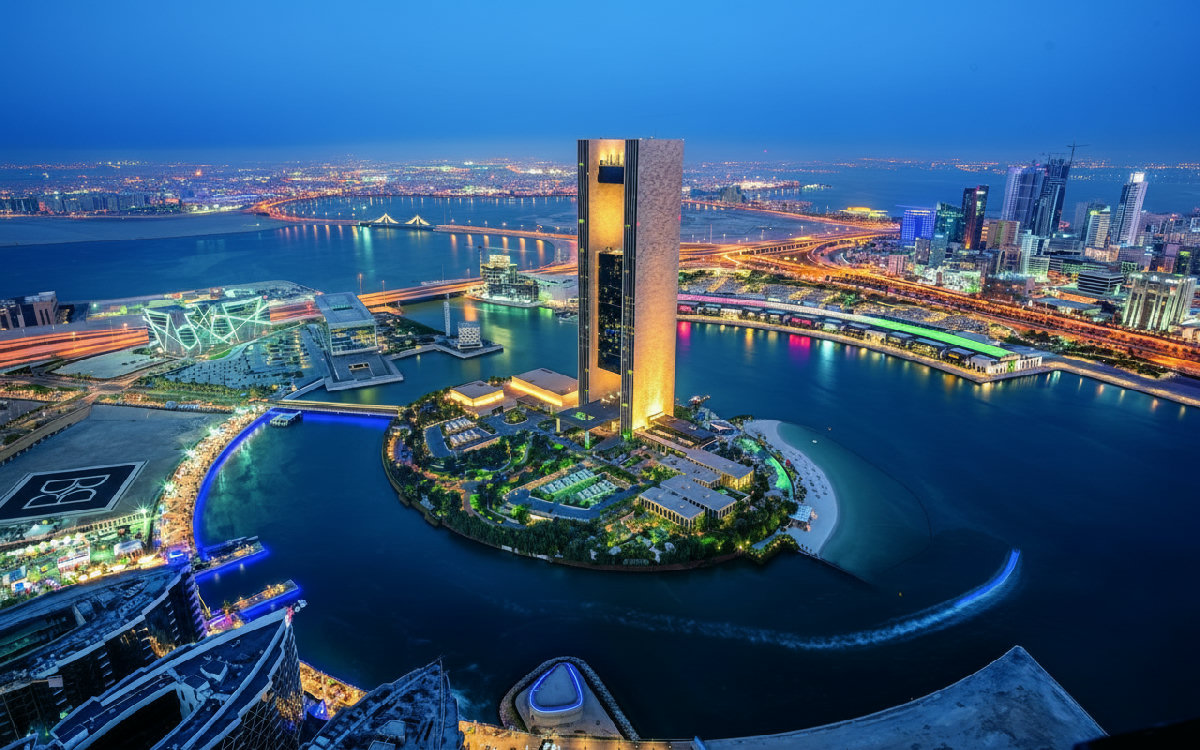 Bahrain waterfront skyline at dusk - safe property investment destination for foreigners
