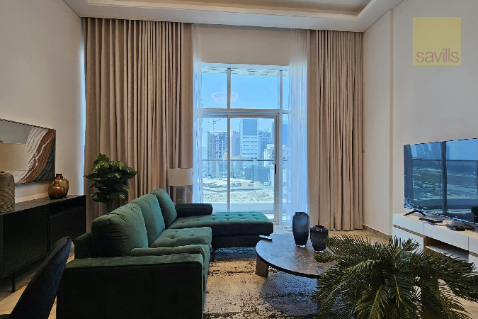 Lavish 1BR | Balcony | Semi‑Open Kitchen | Internet Included| Premium Facilities – Slide 1