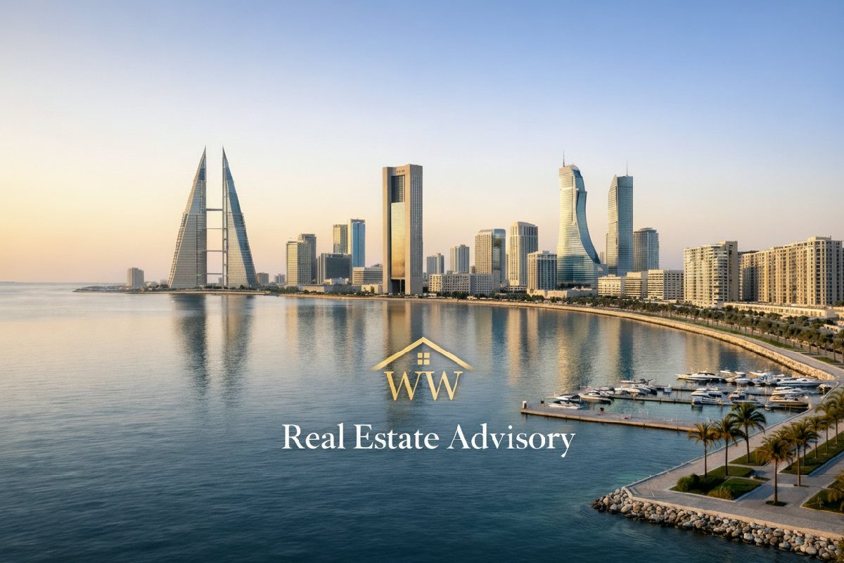 WealthWalls Private Real Estate Advisory with Bahrain skyline